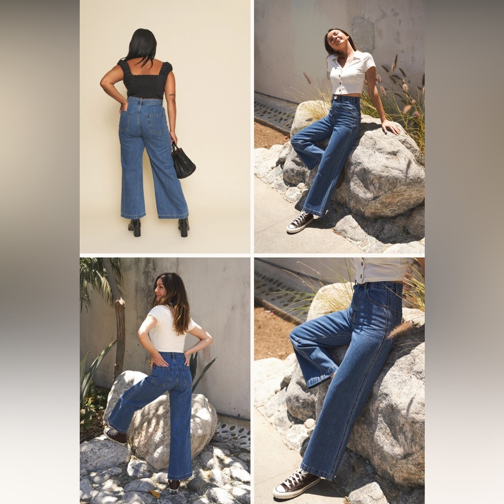 Whimsy + Row Flora Pant in Light Denim Wide Leg